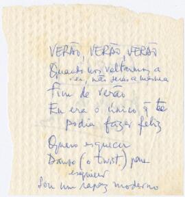 Letra de canção "Verão, Verão, Verão"
