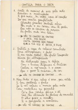 Letra da canção "Cantiga para o Zeca"
