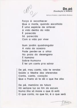 Letra da canção "De pé (Saudação a Antero)"