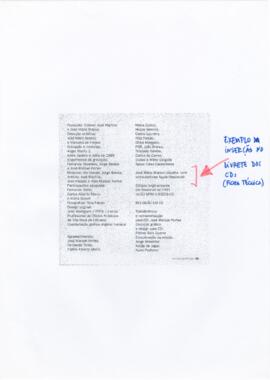 Página de livrete do álbum "Correspondências"