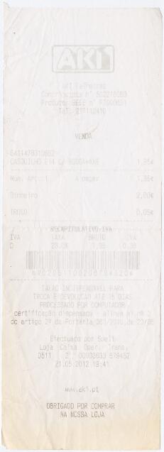 Factura / recibo do AKI