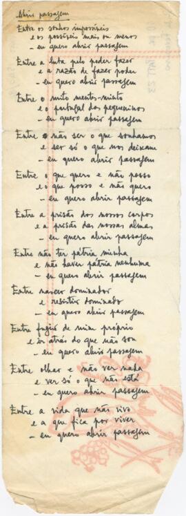 Poema "Abrir passagem"