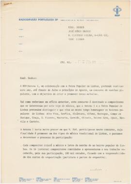 Correspondência da RDP (José Manuel Nunes) para José Mário Branco