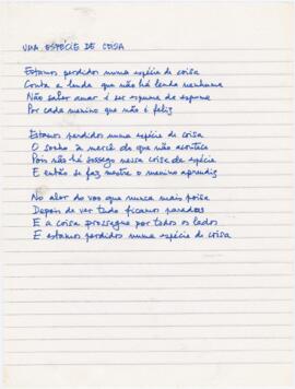 Letra da canção "Uma espécie de coisa"