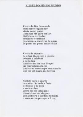 Letra da canção "Vieste do fim do mundo"