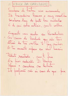 Poema / letra de canção "O rock da caridade"