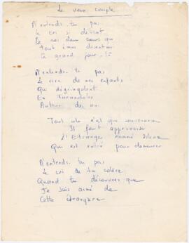 Poema / letra de canção "Le vieux couple"