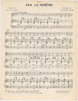 Partitura e letra da canção "Par la fenêtre"