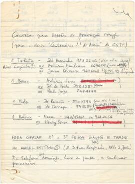 Contactos de músicos e alinhamento do duplo LP "100 Anos do 1º de Maio"