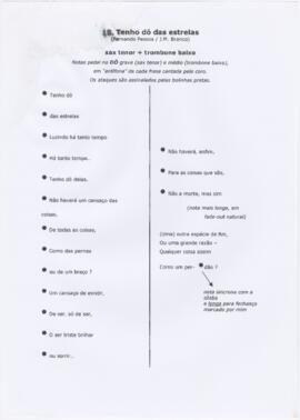 Notas para saxofone tenor e trombone baixo da canção "Tenho dó das estrelas"