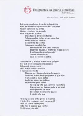 Emigrantes da quarta dimensão (Carta a J.C.)
