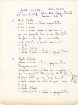 Letra da canção "Linda Olinda" + mensagem