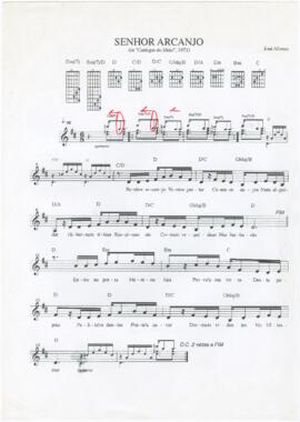 Partitura e cifras da canção "Senhor Arcanjo"