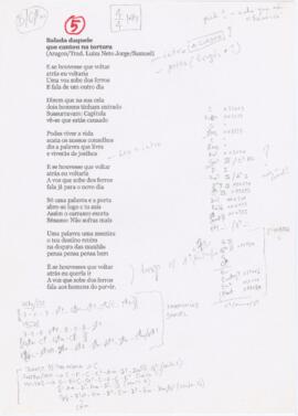 Letra da canção "Balada daquele que cantou na tortura"