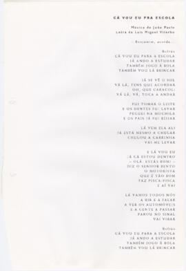 Letra de "Cá vou eu prá escola"