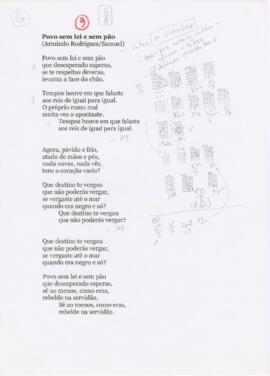 Letra da canção "Povo sem lei e sem pão"