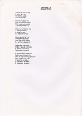 Letra da canção "Saudação"
