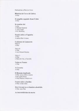 Dedicatórias a Pilar nos livros