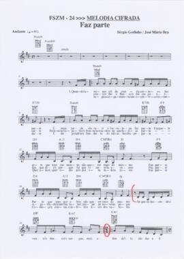 Partitura e cifras da canção "Faz parte"