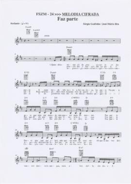 Partitura e cifras da canção "Faz parte"