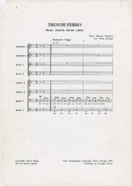 Partitura da canção "Trem de ferro"