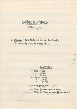 Partitura geral da canção "Camões e a tença"