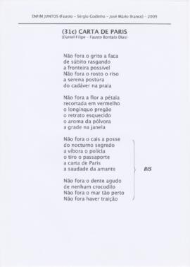 Letra da canção "Carta de Paris"