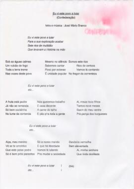 Letra da canção "Eu vi este povo a lutar (Confederação)"