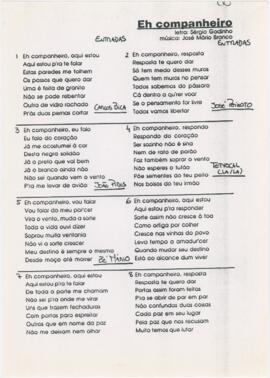 Letra da canção "Eh companheiro"