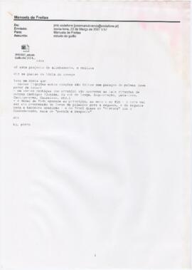 Correspondência de José Mário Branco para Manuela de Freitas