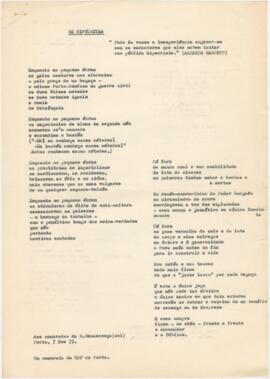 Poema / letra de canção "Os Hipócritas"