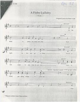 Partitura da canção "A Fishy Lullaby" + guião de série televisiva