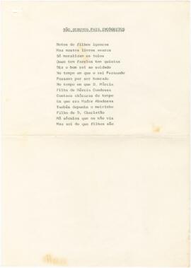 Letra da canção "Não Seremos Pais Incógnitos"