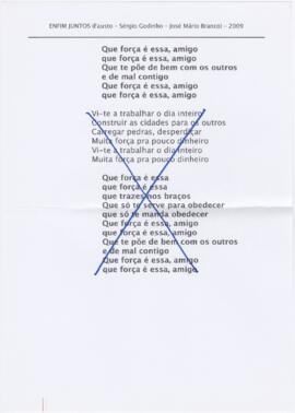 Letra da canção "Que força é essa"