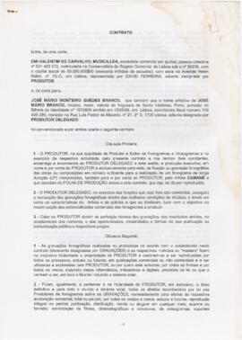 Contrato entre a EMI-Valentim de Carvalho e José Mário Branco