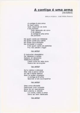 Letra da canção "A cantiga é uma arma (revisited)"