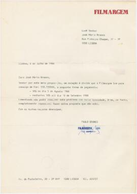 Correspondência de Paulo Branco para José Mário Branco