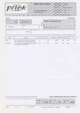 Factura / recibo da Prink Lisboa Técnico