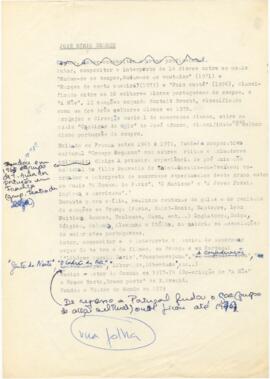Versão preliminar de texto biográfico de José Mário Branco a ser incluído no programa do espectác...