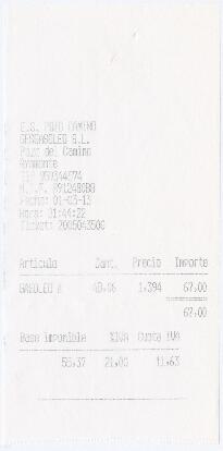 Factura / recibo de abastecimento de combustível