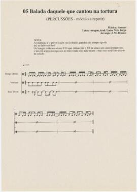 Parte de percussões da canção "Balada daquele que cantou sob a tortura"