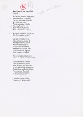 Letra da canção "Pra chegar até amanhã"