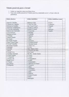 Títulos possíveis para o Jornal
