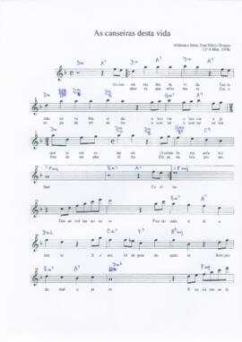 Partitura e cifras da canção "As canseiras desta vida"