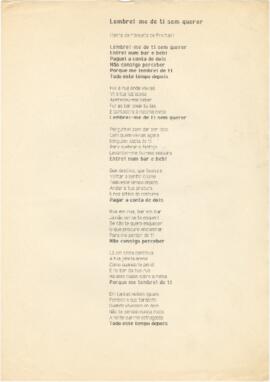 Letra da canção "Lembrei-me de ti sem querer"