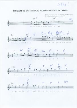 Partitura e cifras da canção "Mudam-se os tempos, mudam-se as vontades"