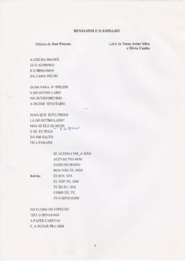 Letra de "Benjamim e o espelho"