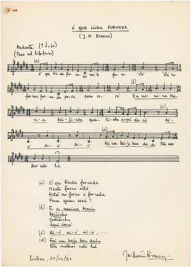 Partitura e letra da canção "Ó que linda fornada"