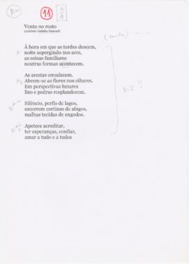 Letra da canção "Vento no rosto"