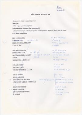 Letra de "Não estou a brincar"
